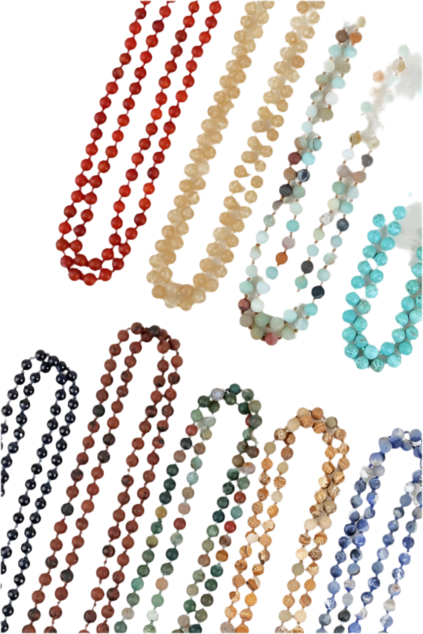 Collar largo con cuentas de piedra natural