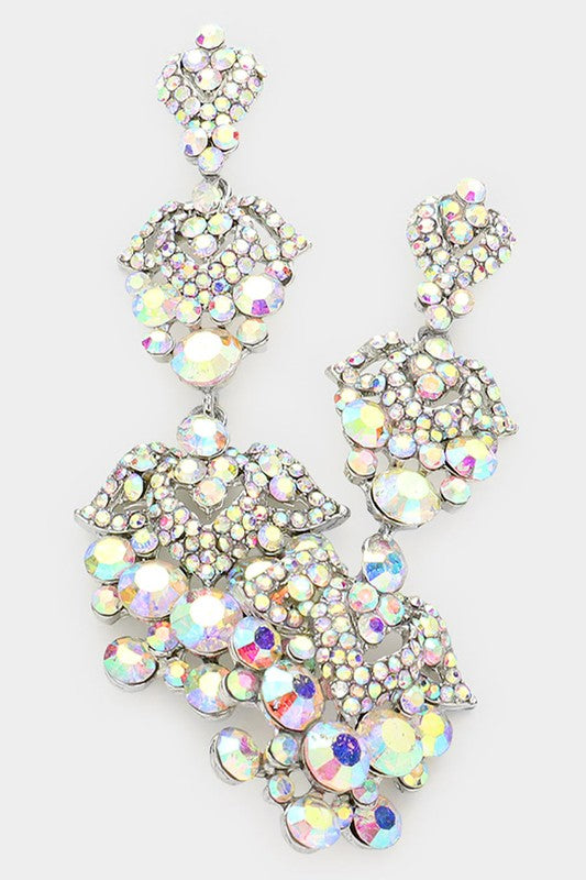 Heart Bubble Crystal Rhinestone Evening Earrings - Debs on 5th