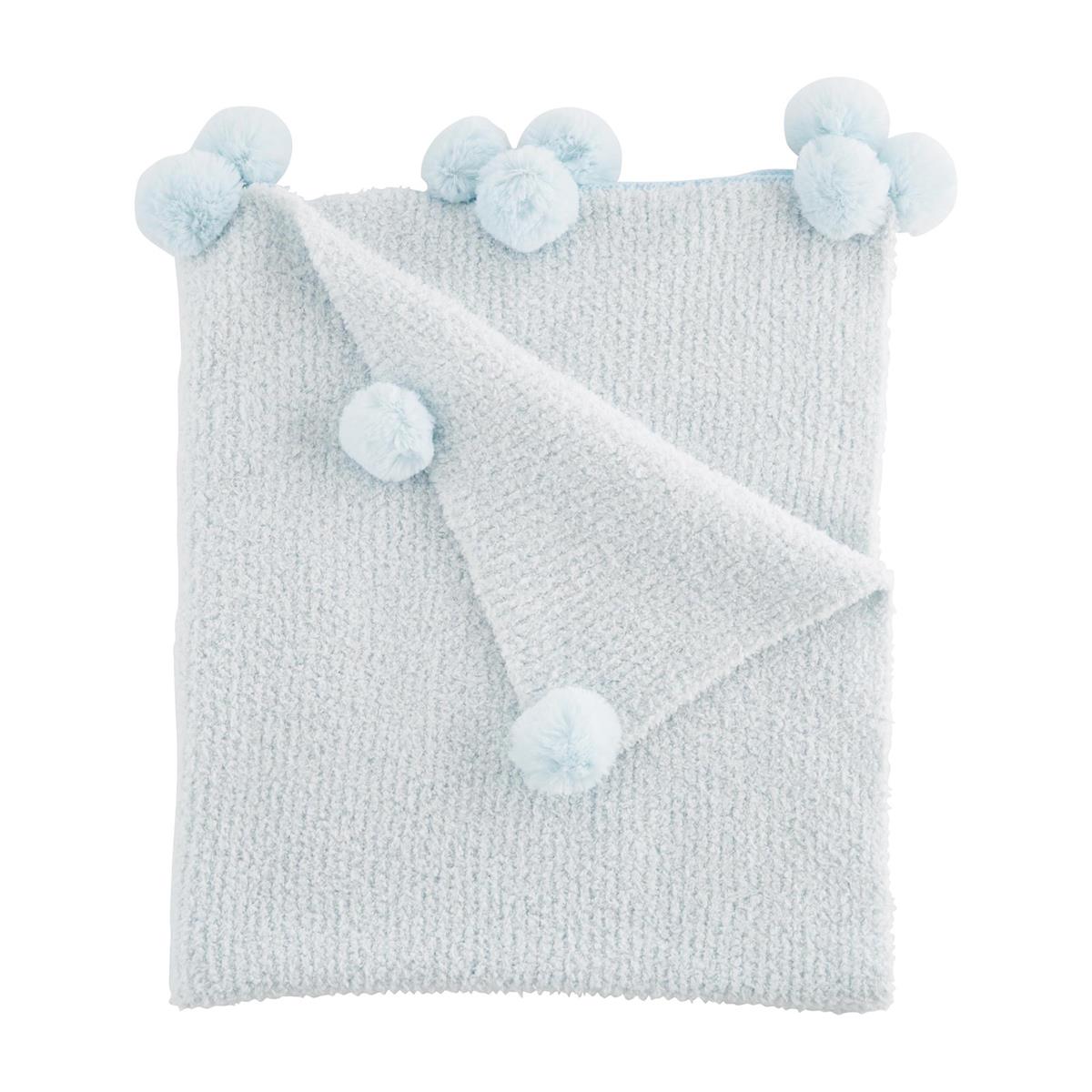 Ribbed Chenille Blanket with Pom-Pom Trim - Debs on 5th