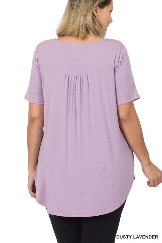 Dolphin Hem Shell Button Top - Debs on 5th