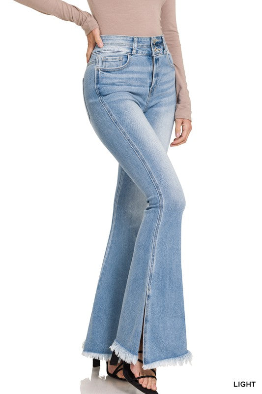 High Rise Jeans with Side Slits - Debs on 5th