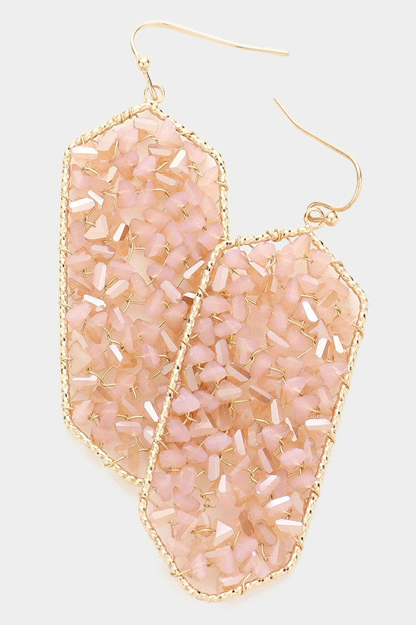 Bead Cluster Hexagon Dangle Earrings - Debs on 5th