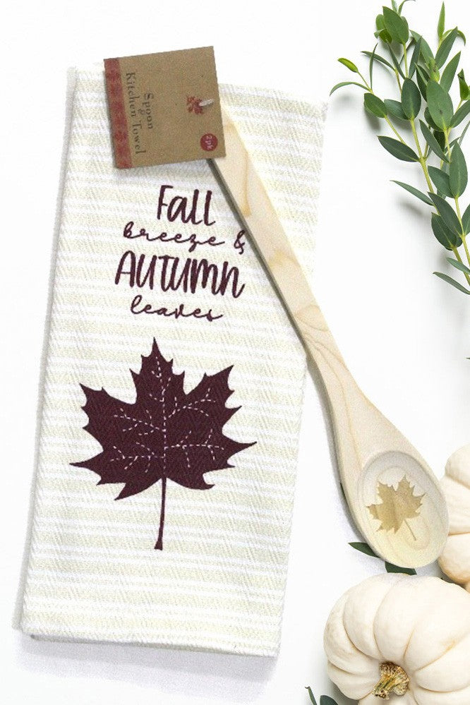 Breeze Autumn Maple Leaf Spoon Kitchen Towel Set - Debs on 5th