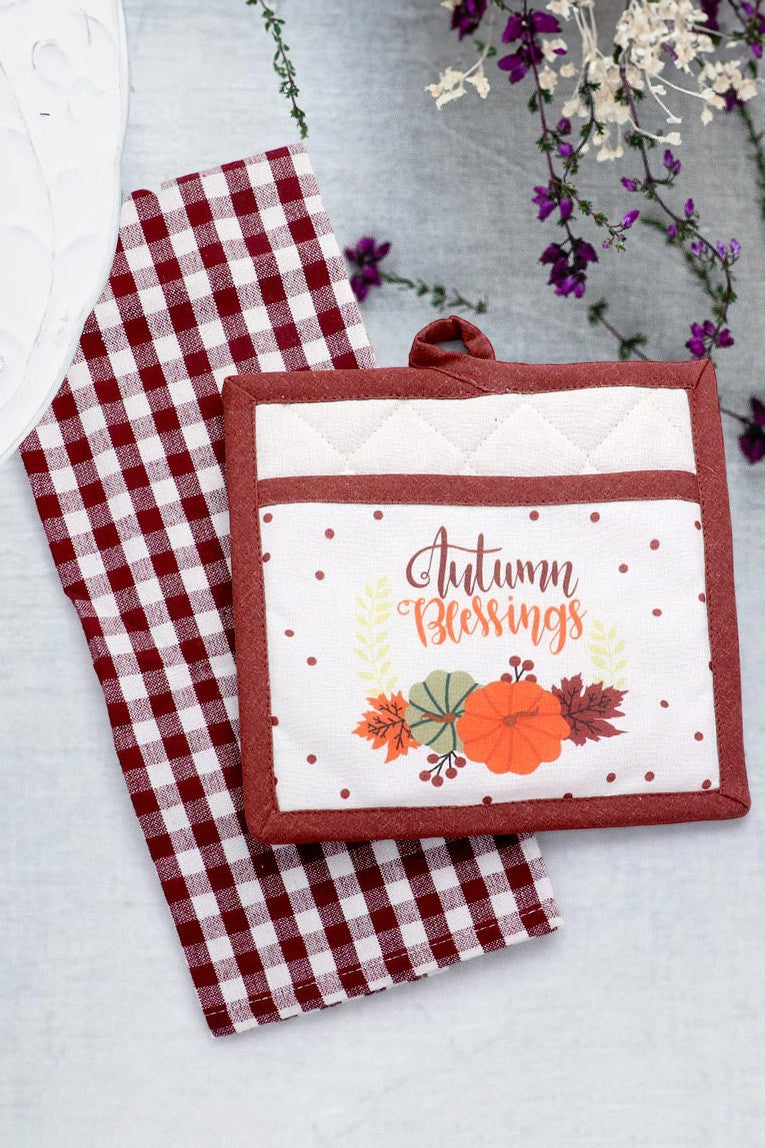 2PCS - Pumpkin Pot Holder and Kitchen Towel Set - Debs on 5th