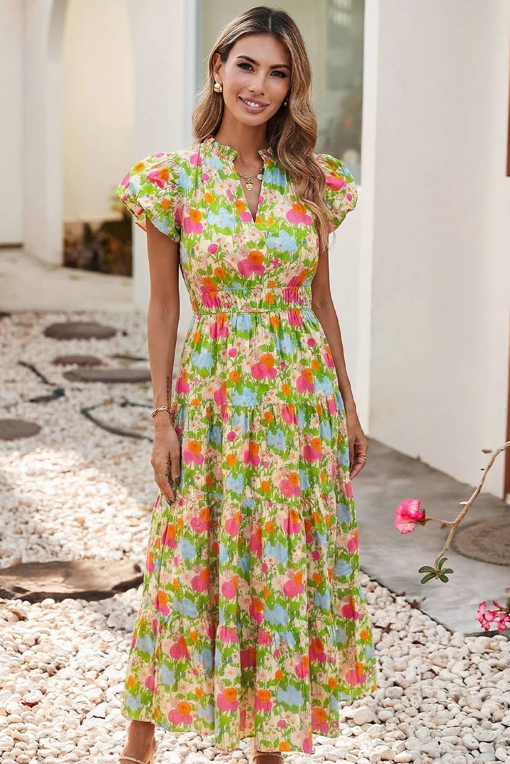 winter floral maxi dress It's All Her Own Brown Multi Floral Print Cotton Maxi Dress