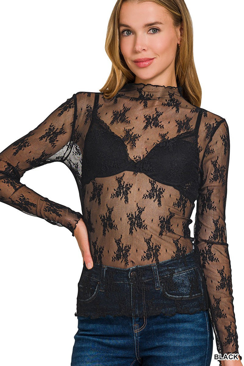 Lace See-Through Top – Debs on 5th