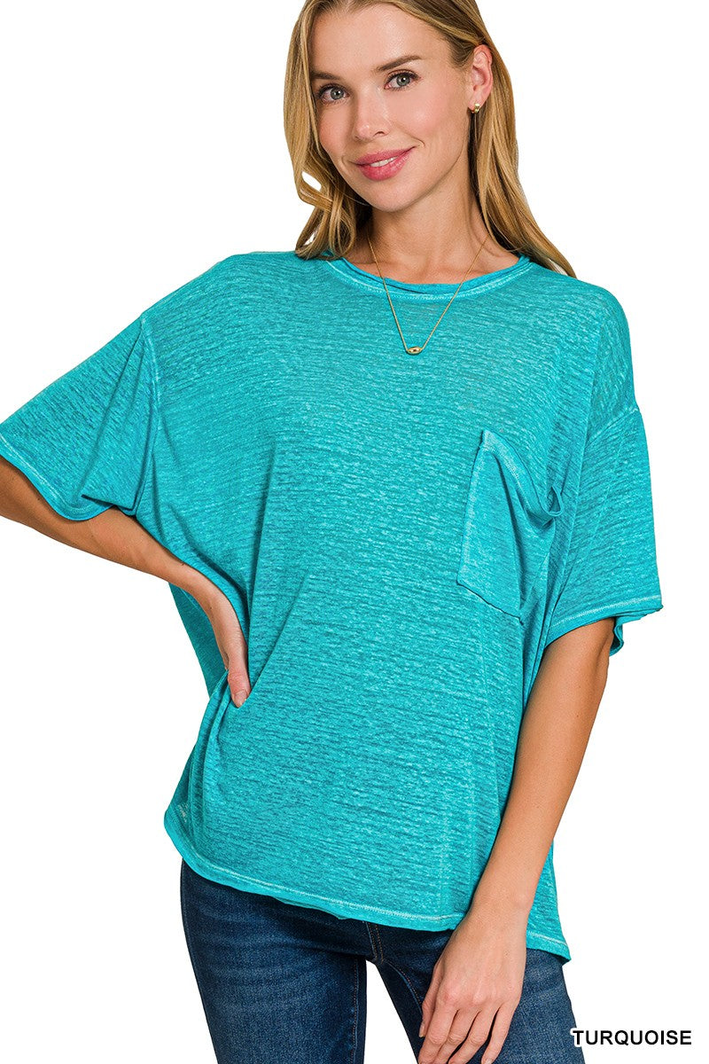 Oversized Melange Raw Edge Tee