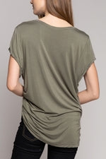 Folded Short Sleeve V-Neck T Shirt - Debs on 5th