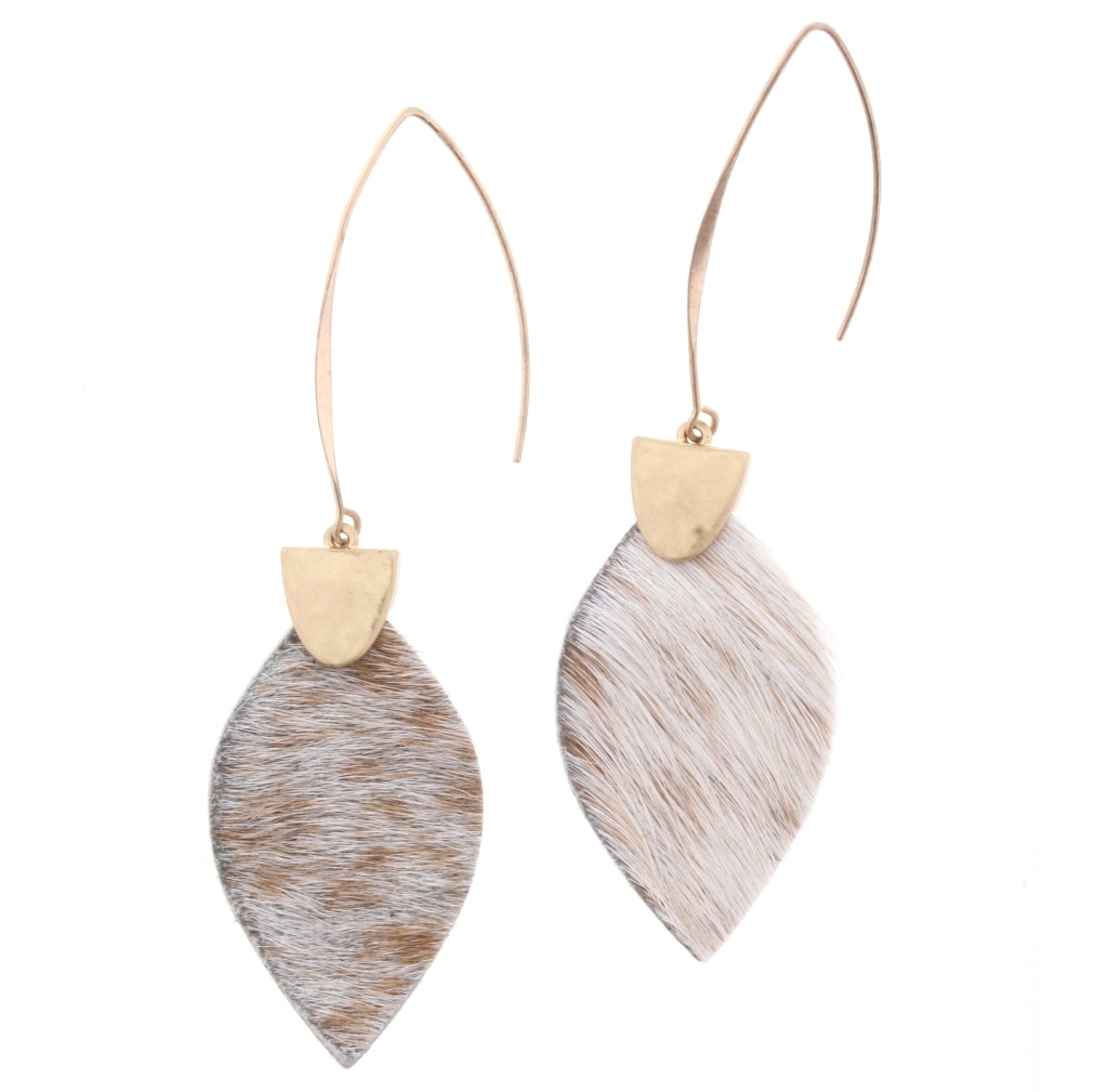 Cowhide with Fleck Threader Earrings - Debs on 5th
