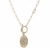 Gold Stamped Initial With Link Chain - Debs on 5th