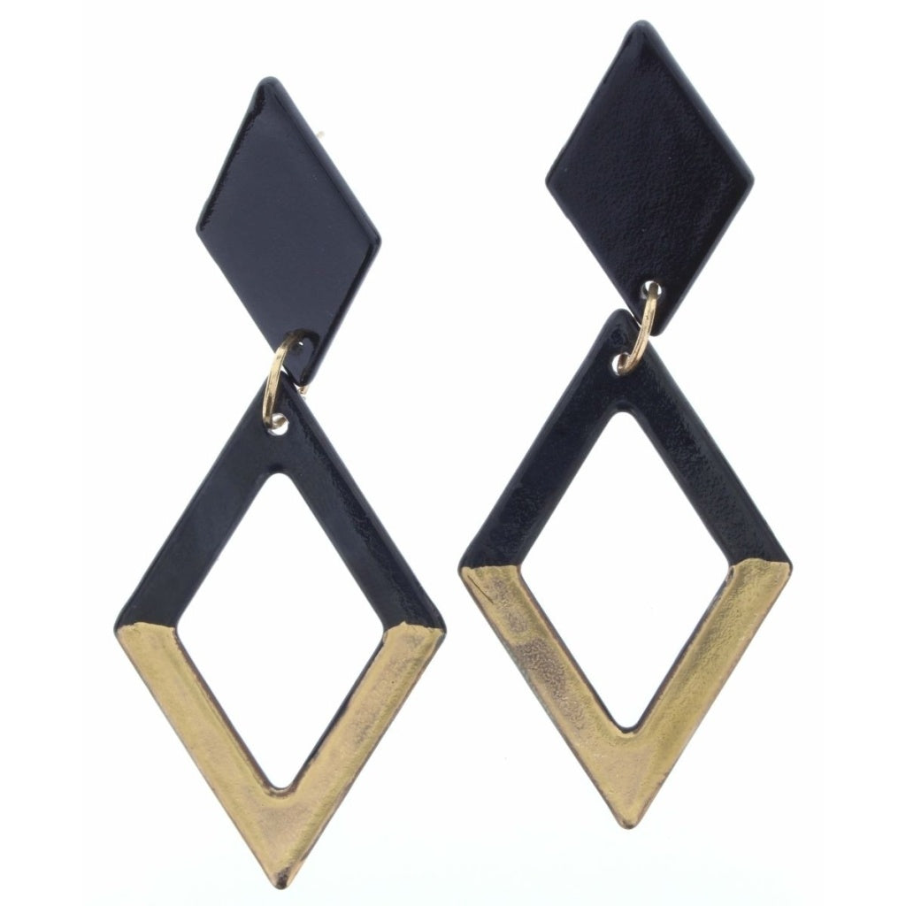 Jet Ceramic Diamond with Open Gold Dipped Diamond, 3.25 Top to Bottom - Debs on 5th