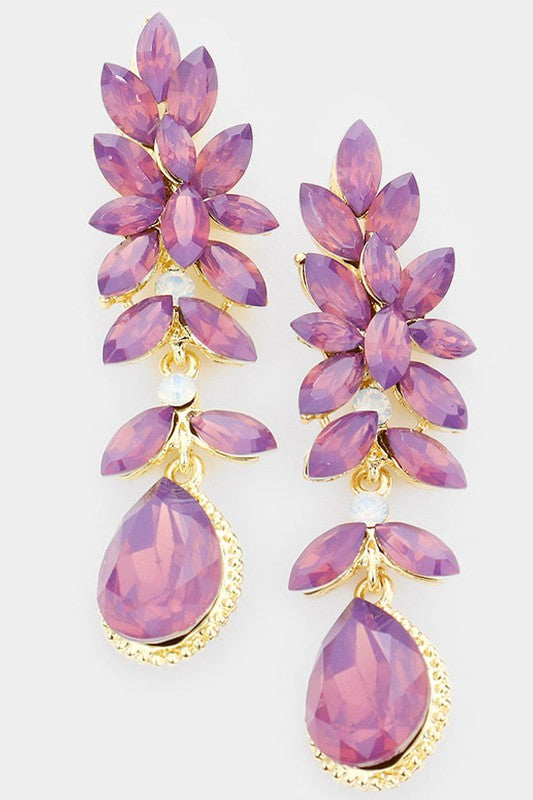 Crystal Rhinestone Marquise Evening Earrings - Debs on 5th