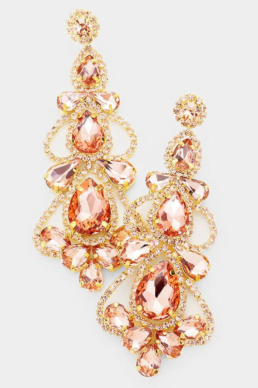 Teardrop Crystal Chandelier Evening Earrings - Debs on 5th