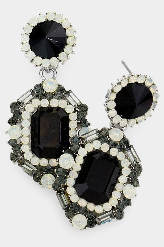 Emerald Cut Crystal Evening Earrings - Debs on 5th