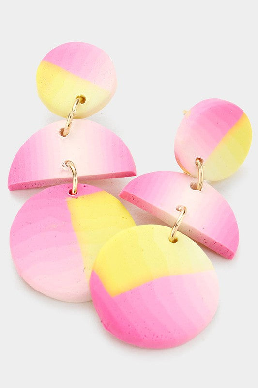 Geometric Clay Link Dangle Earrings - Debs on 5th