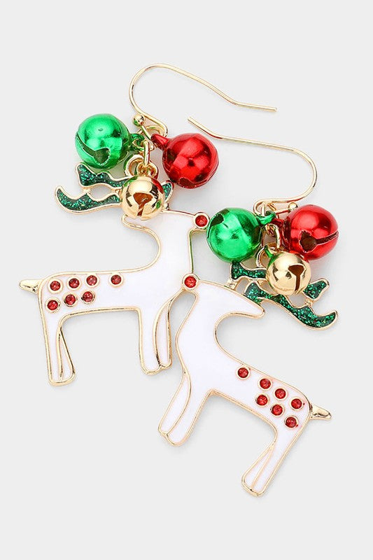 Christmas Deer Dangle Earrings - Debs on 5th