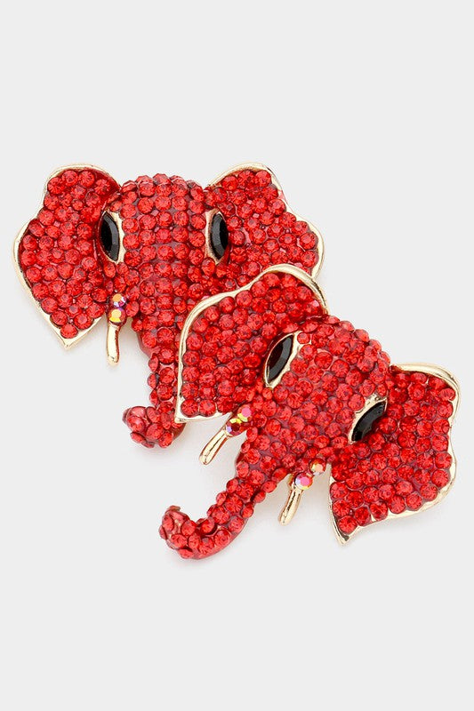Stone Embellished Elephant Earrings - Debs on 5th