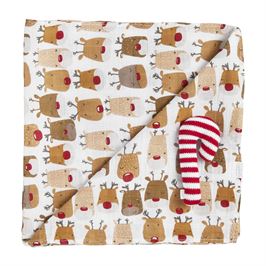 Christmas Swaddle Blanket & Rattle - Debs on 5th