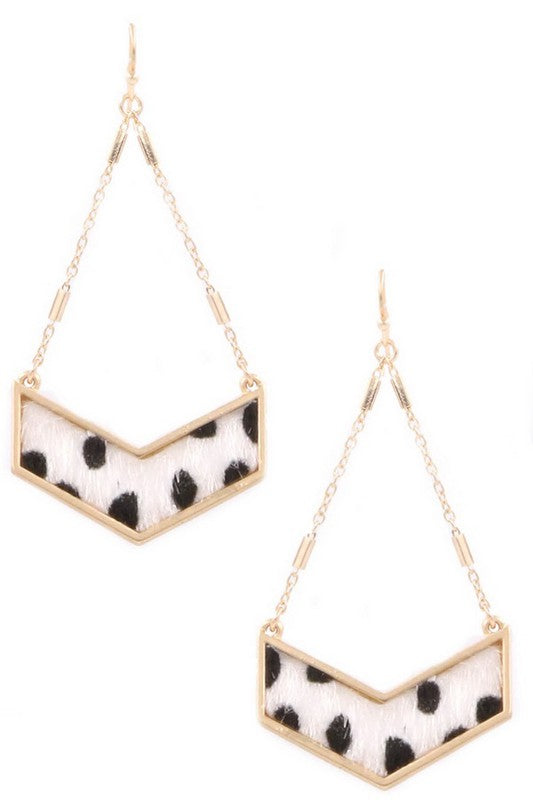 Animal Print Chevron Drop Earrings - Debs on 5th