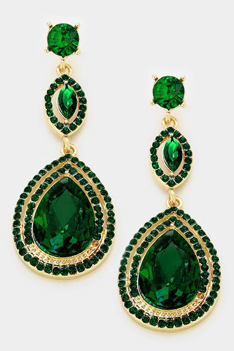 Glass crystal teardrop evening earrings - Debs on 5th
