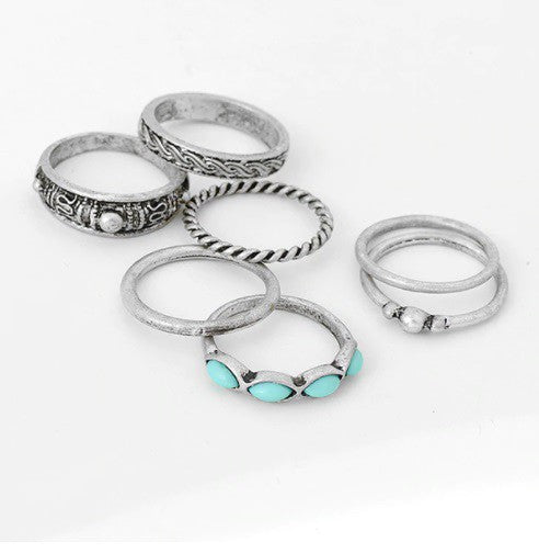 7Pcs/Set Boho Stone Knuckle Ring Set - Debs on 5th