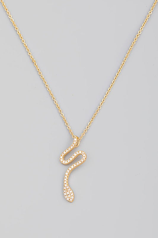 Dainty Pave Snake Pendant Necklace - Debs on 5th