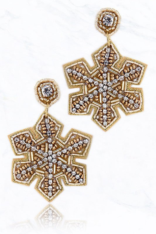 Beaded Snowflake Earrings - Debs on 5th