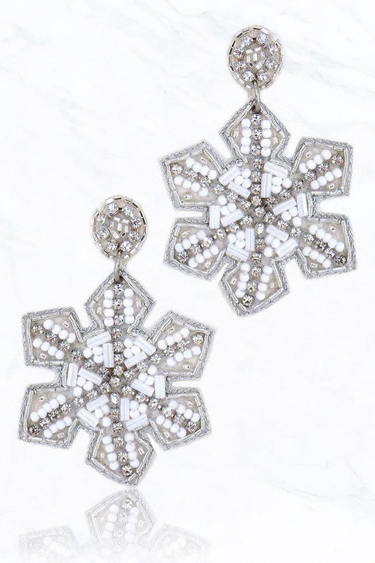 Beaded Snowflake Earrings - Debs on 5th