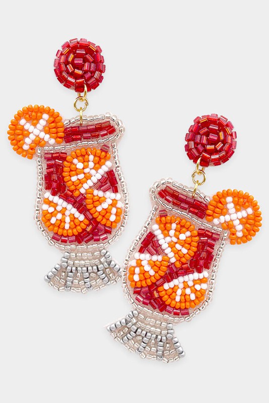 Felt Back Beaded Lime Cocktail Dangle Earrings - Debs on 5th