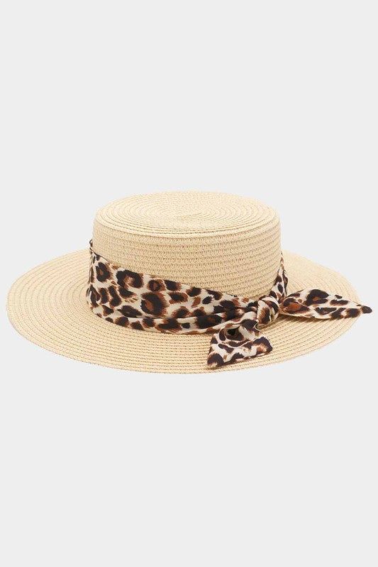 Leopard Band Flat Top Sun Hat - Debs on 5th