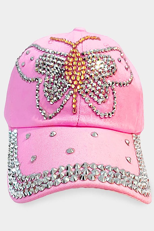 Bling Studded Butterfly Baseball Cap - Debs on 5th