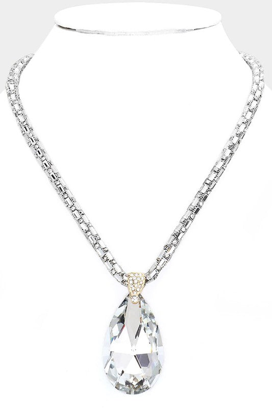 Teardrop Pendant Bling Necklace - Debs on 5th