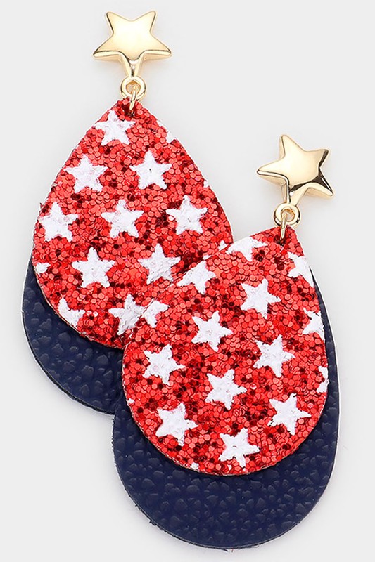 American USA Flag Teardrop Dangle Earrings - Debs on 5th