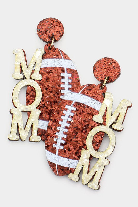 Felt Back Sports Mom Message Sequin Earrings - Debs on 5th