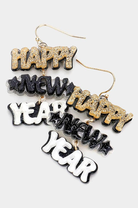 Acetate Happy New Year Message Earrings - Debs on 5th