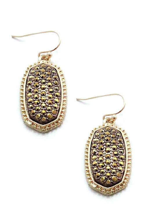 28mm Worn Oval Casting Earrings with Crystal Stones - Debs on 5th