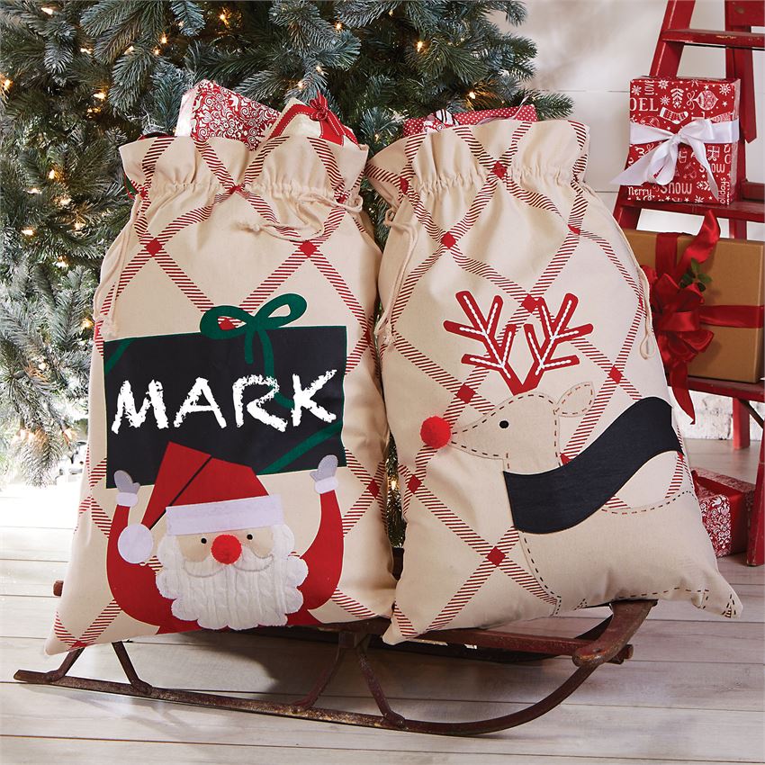 Personalizable Plaid Christmas Sack - Debs on 5th