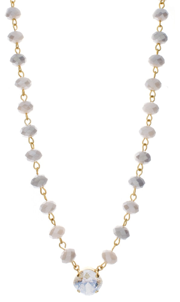 12mm Crystal Chain Necklace with Grey/Cream Mix Stones - Debs on 5th