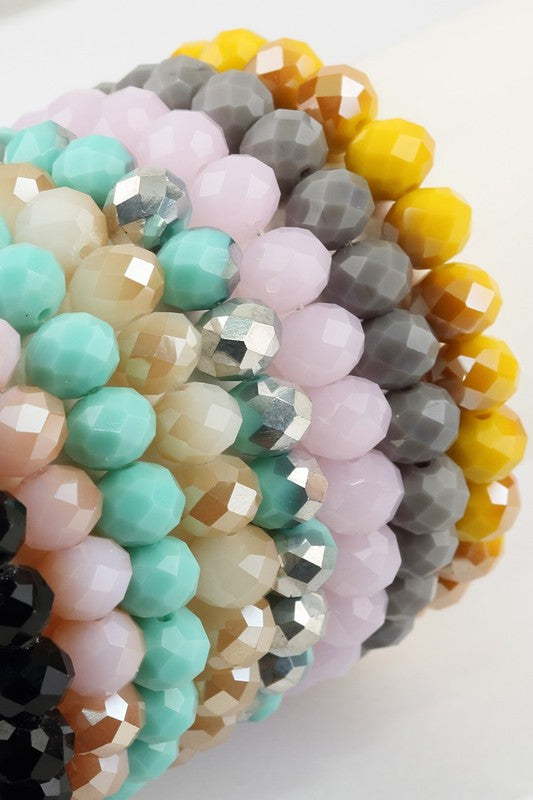 10 mm Colored Crystal Bead Stretchable Bracelet - Debs on 5th
