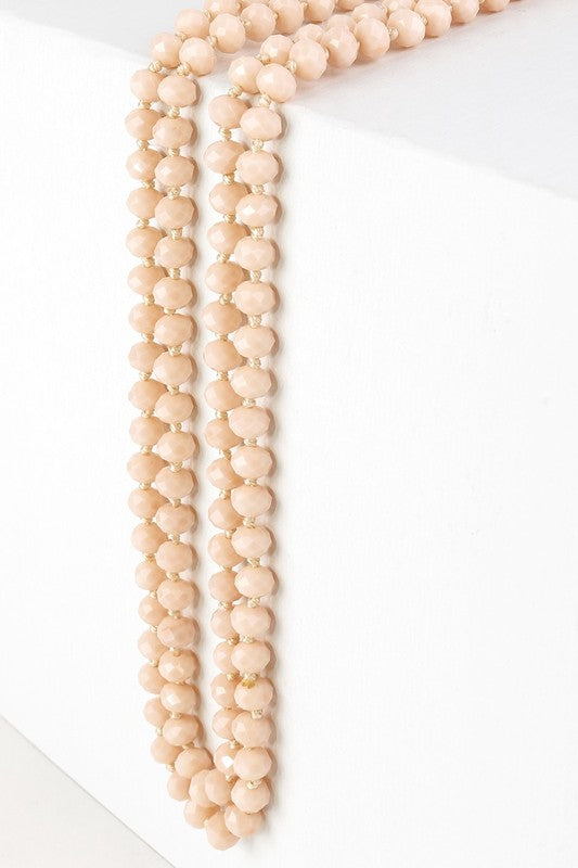 60" Colored Glass Bead and Knotted Thread Necklace - Debs on 5th