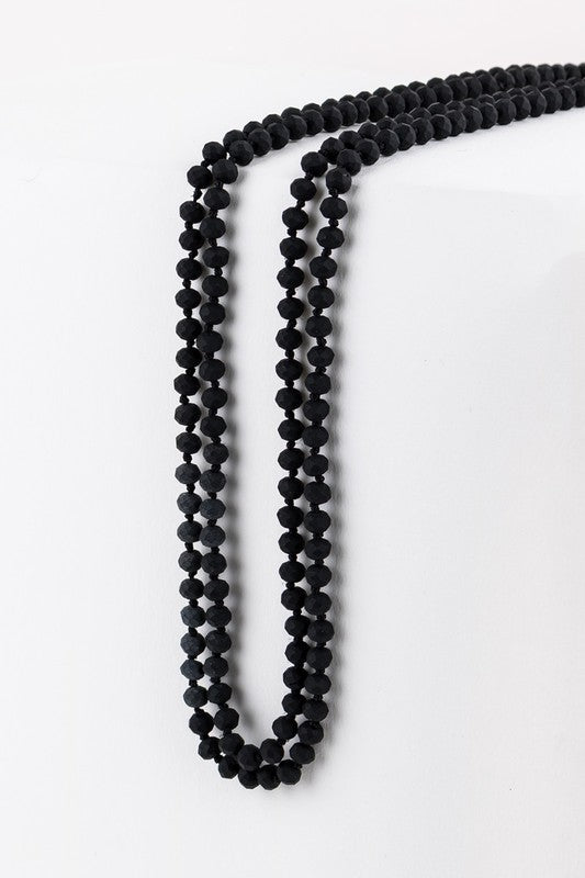 6mm Frosted Matte Bead and Gold Seed Bead 80" Necklace - Debs on 5th