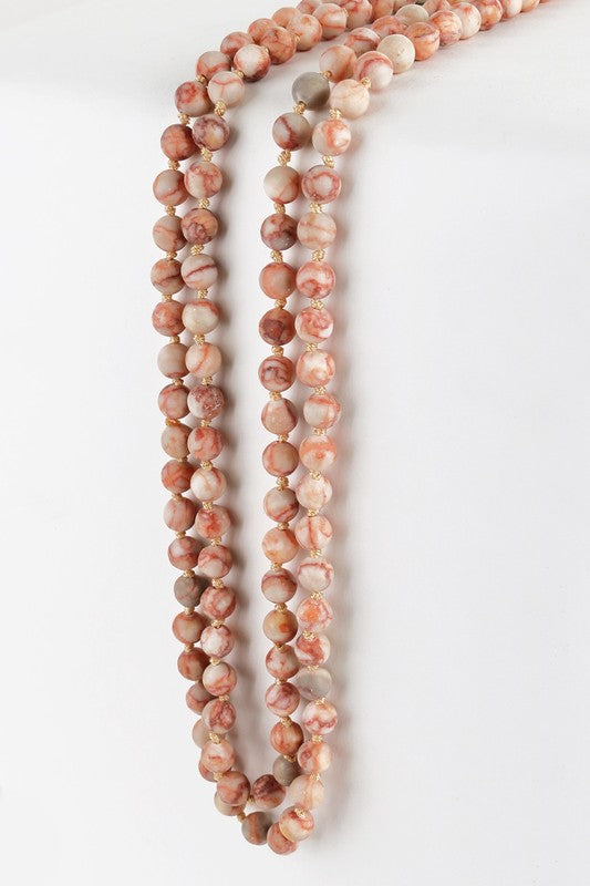 Natural Stone Beaded Long Necklace - Debs on 5th