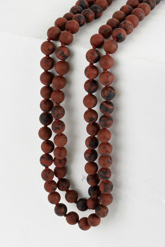 Natural Stone Beaded Long Necklace - Debs on 5th