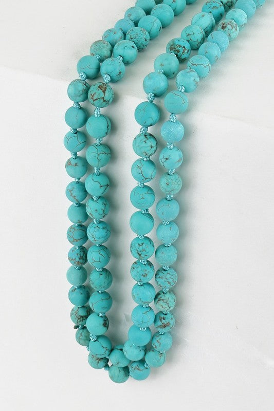 Natural Stone Beaded Long Necklace - Debs on 5th
