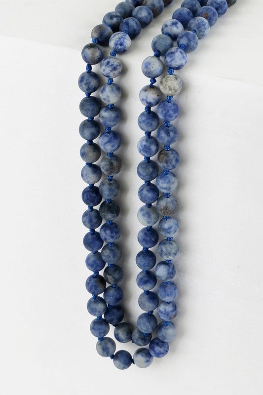 Natural Stone Beaded Long Necklace - Debs on 5th