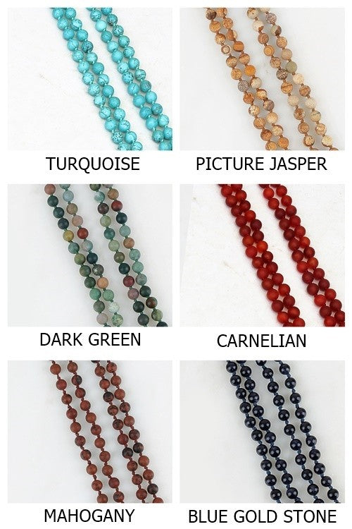 Natural Stone Beaded Long Necklace - Debs on 5th