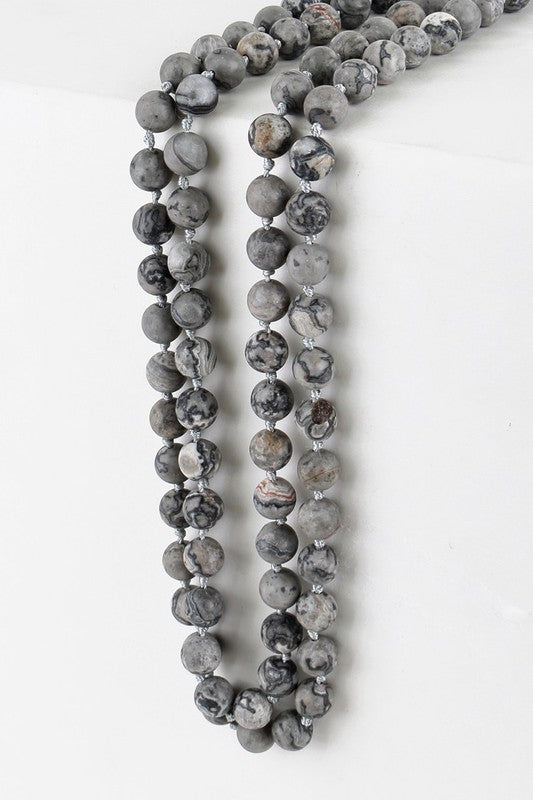 Natural Stone Beaded Long Necklace - Debs on 5th