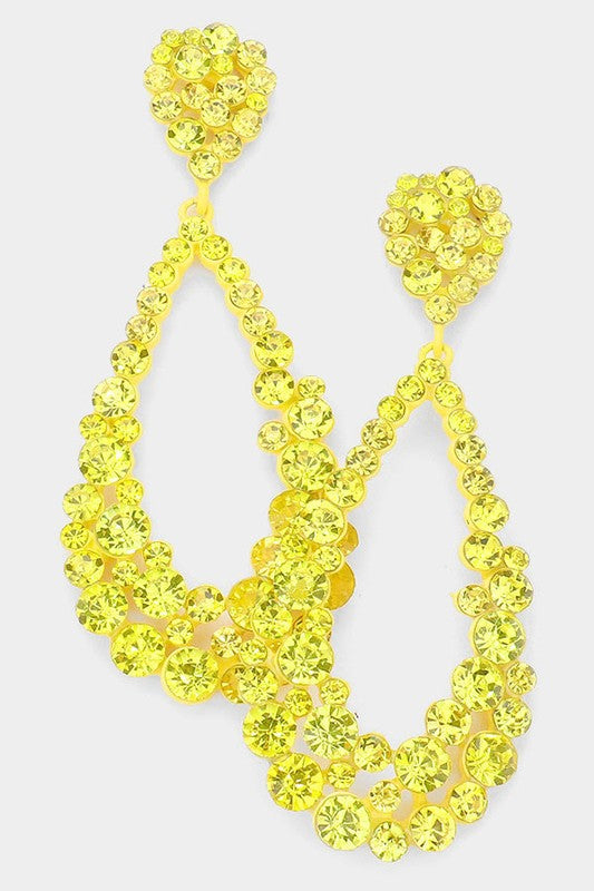Crystal Bubble Cluster Teardrop Evening Earrings - Debs on 5th