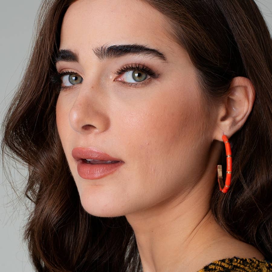 Bamboo Shaped Hoop Earrings - Debs on 5th