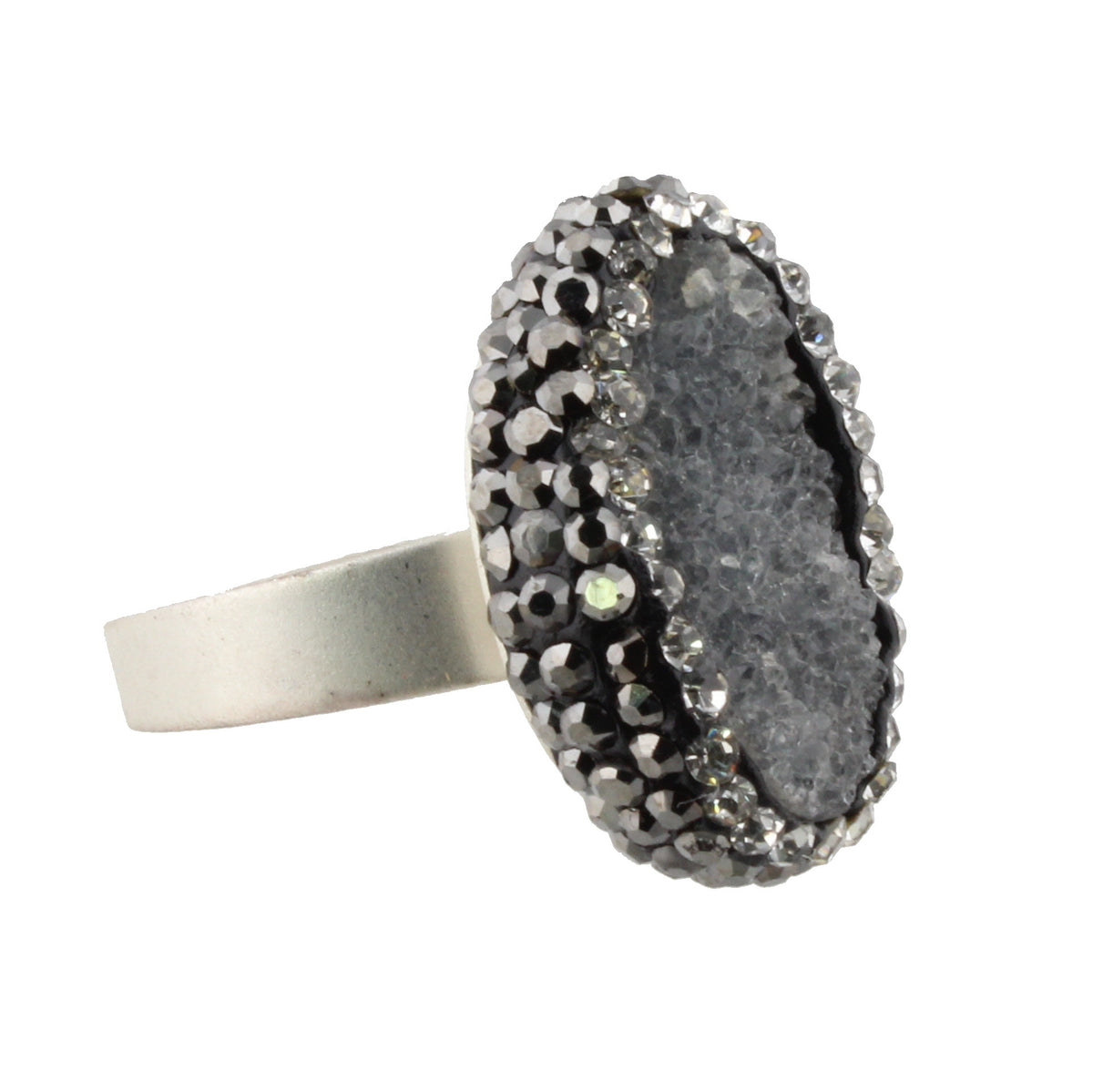 Pavey Druzy Adjustable Silver Ring - Debs on 5th